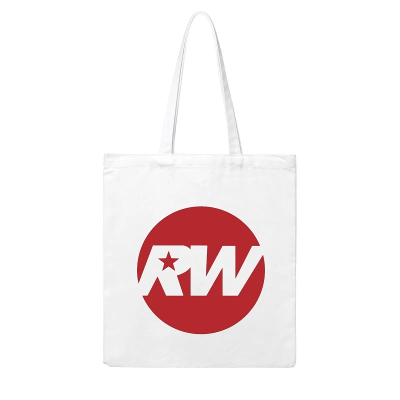 Red and White RW Star Logo Design Cotton Tote Bag