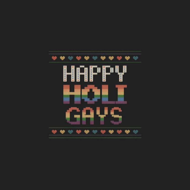 Rainbow Cross-Stitch "Happy Holi Gays" Embroidery with Hearts Bucket Hat