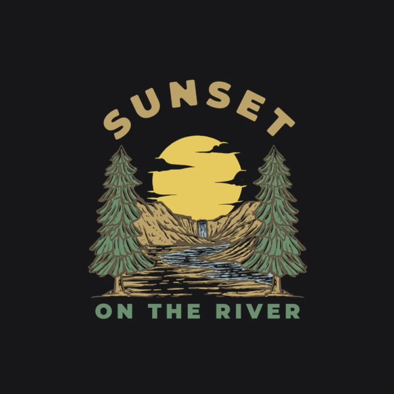 Sonnenuntergang am Fluss mit Wasserfall Herren Pullover Hoodie