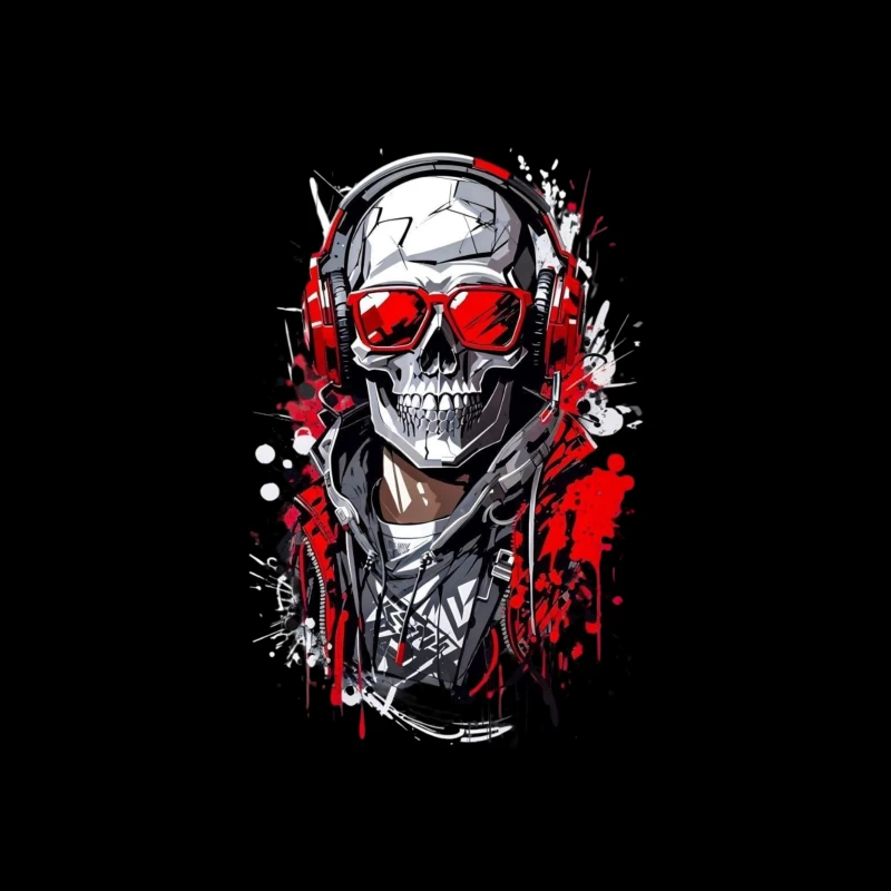 Cool Urban Skull with Headphones Tapestry