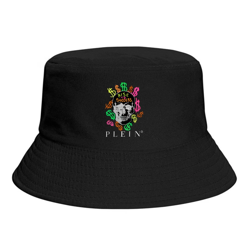 Colorful Skull Money Motivation Art: Rise to Success Bucket Hat