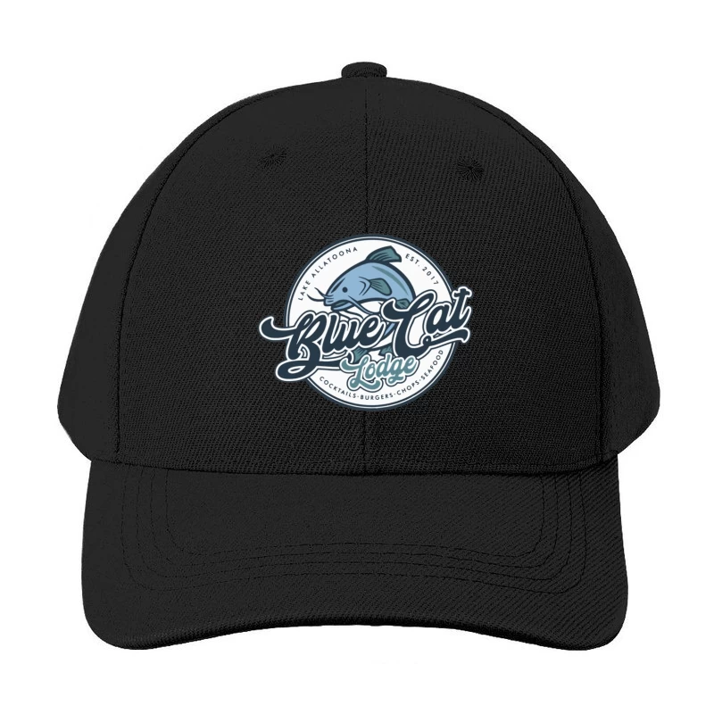 Blue Cat Lodge Restaurant & Bar Vintage Logo Design Baseball Cap