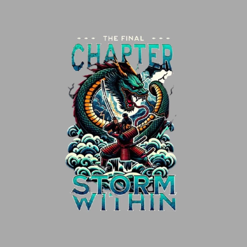 Epic Samurai Warrior Facing Dragon in Storm Within Chapter Art Male Pullover Hoodie