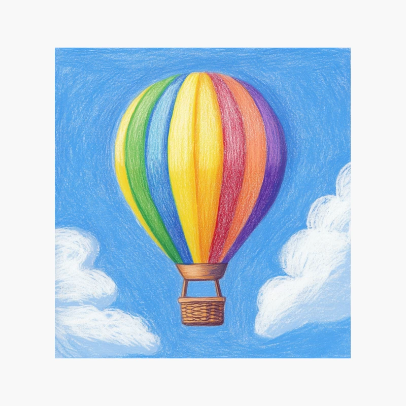 Colorful Hot Air Balloon in Clear Blue Sky Illustration Cotton Tote Bag