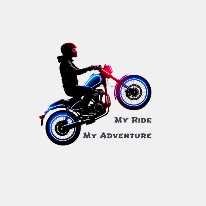 Neon-Lit Motorcycle Rider Silhouette with Adventure Quote Male Tank Top