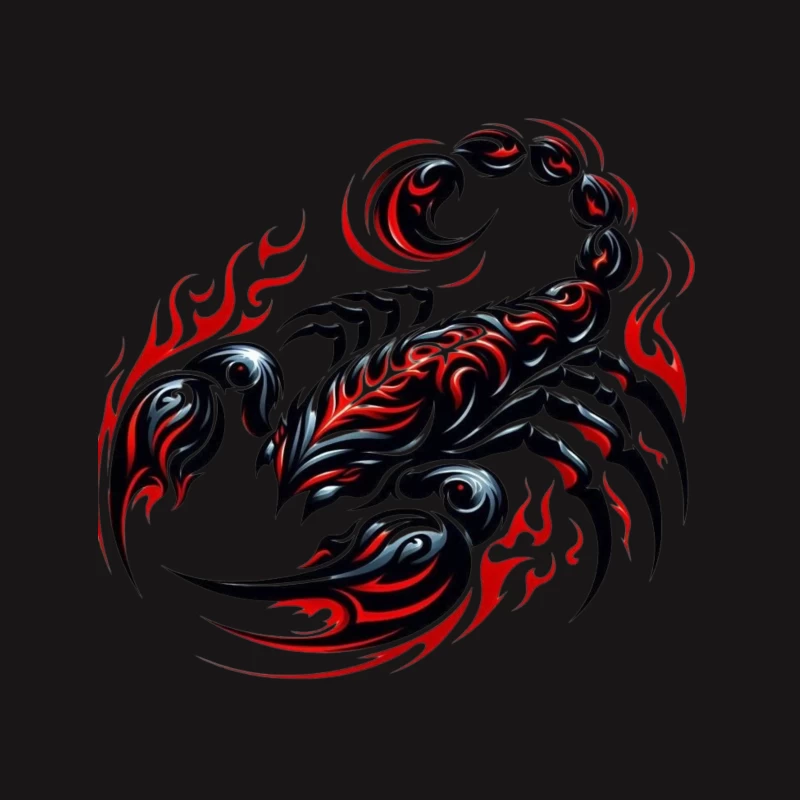 Stylized Scorpion with Flames Tapestry