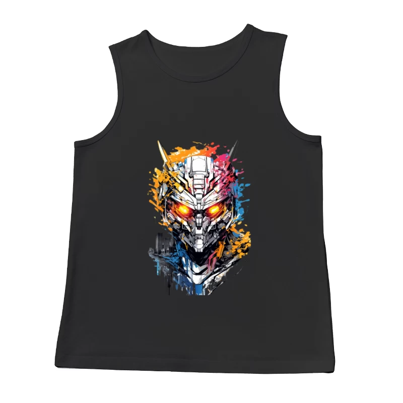 Futuristischer Roboterhelm mit leuchtenden Augen Herren Tanktops