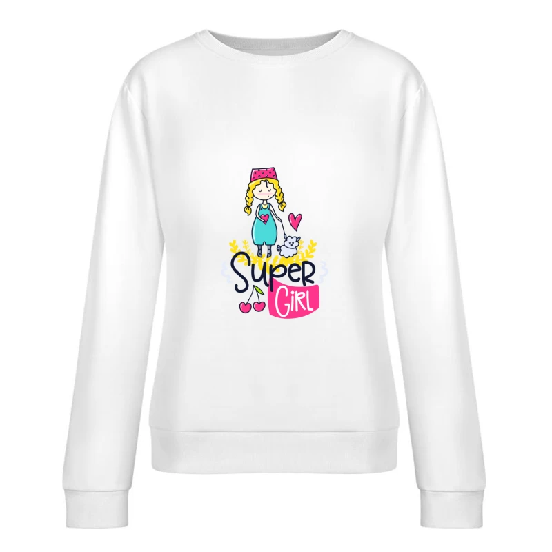 Fille Super avec Chaton et Coeur Femme Sweat-shirt à enfiler