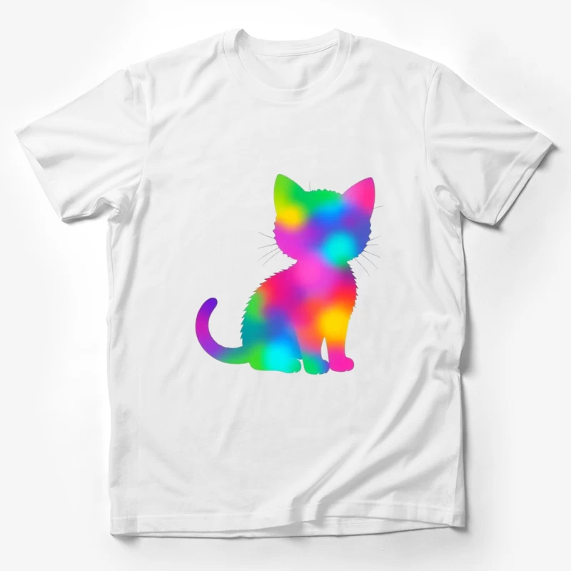 Rainbow Gradient Cat Silhouette Art Male T-Shirt