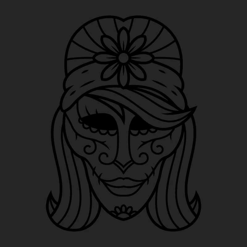 Masque de sucre orné avec des fleurs Femme Sweat-shirt à enfiler