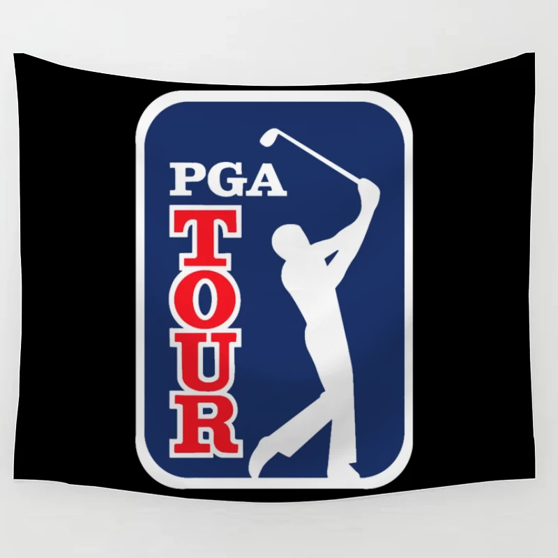 Official PGA Tour Professional Golf Logo with Silhouetted Golfer Tapestry