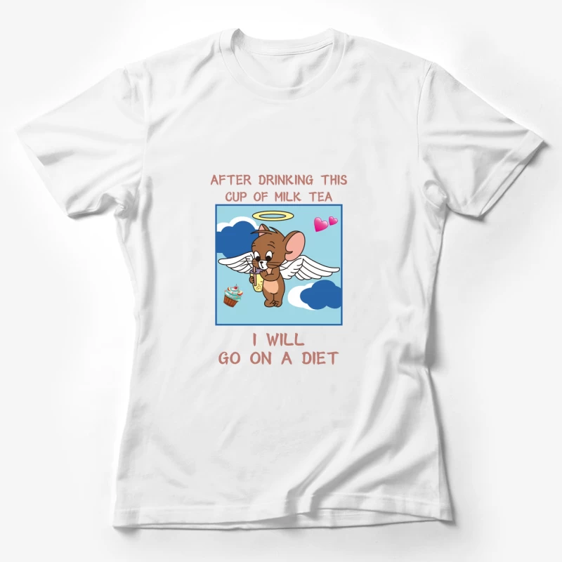 Niedliche Maus mit Milchtee und Diätversprechen Damen T-Shirt