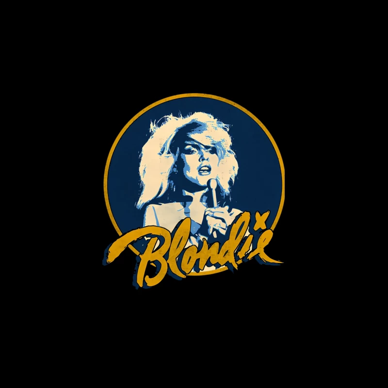 Vintage Blondie Band Logo with Blue and Gold Design Mouse Pad