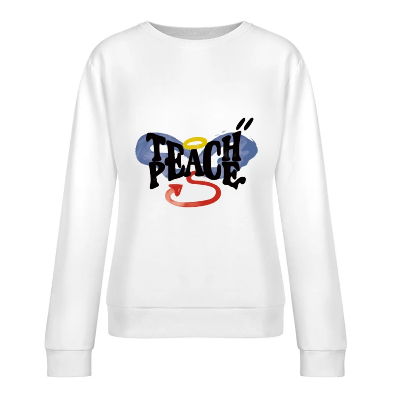 Frieden lehren Grafik mit Heiligenschein und Flügeln Damen Pullover Sweatshirt