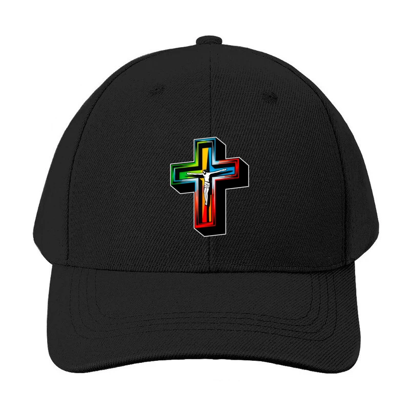 Colorful Modern Christian Cross with Crucifixion Baseball Cap