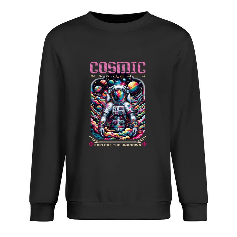 Cosmic Wanderer: Psychedelic Space Exploration Male Pullover Sweatshirt