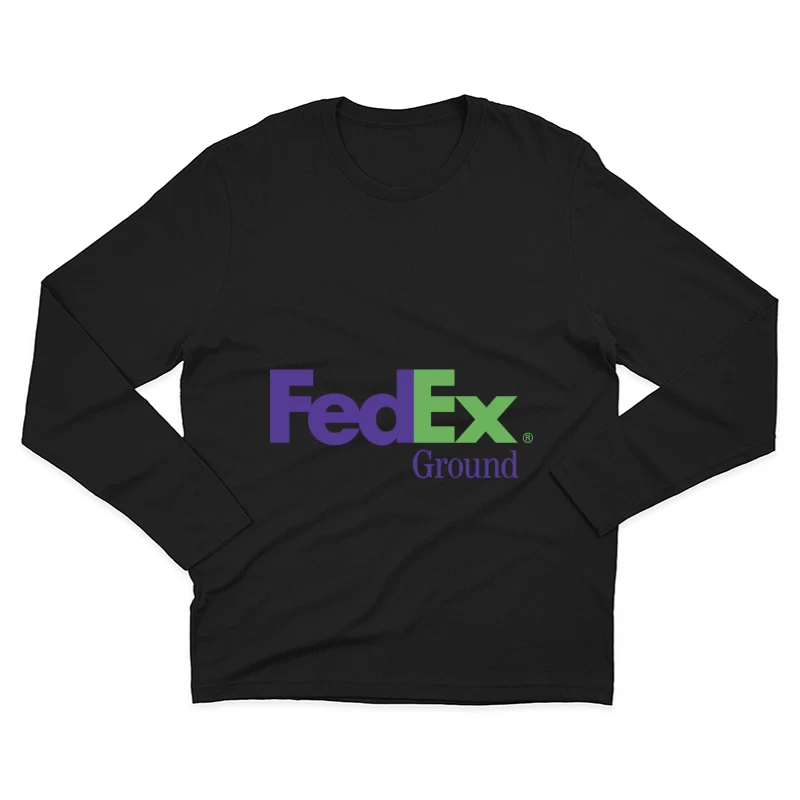 FedEx Ground Corporate Logo - Purple and Green Shipping Company Design Male Long Sleeve T-Shirt