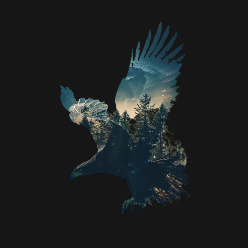 Majestic Eagle with Forest Silhouette Male Long Sleeve T-Shirt