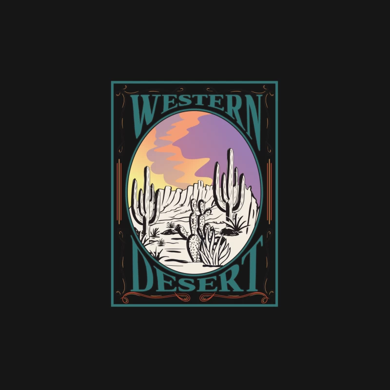 Westliche Wüstenlandschaft mit Kakteen Herren Langarm T-Shirt