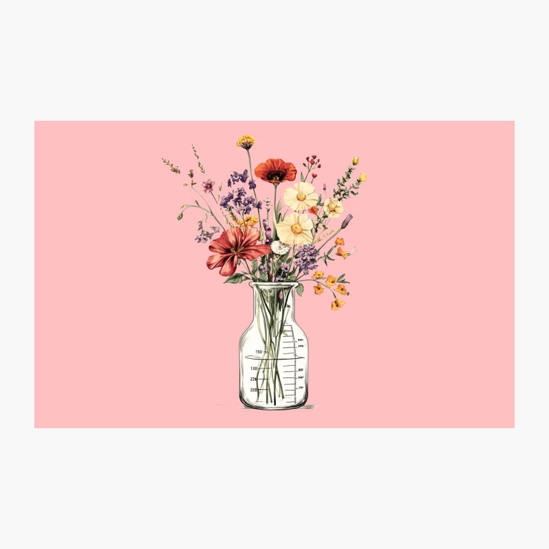 Vintage-Style Wildflower Arrangement in Measuring Glass Vase Travel Mug