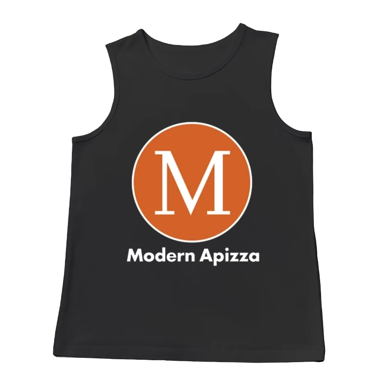 Modern Minimalist Orange Circle M Logo for Apizza Restaurant Male Tank Top