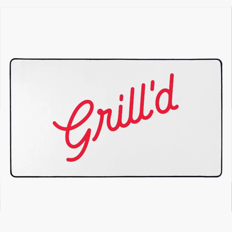 Red Script Logo of Grill'd Restaurant Chain Desk Mat