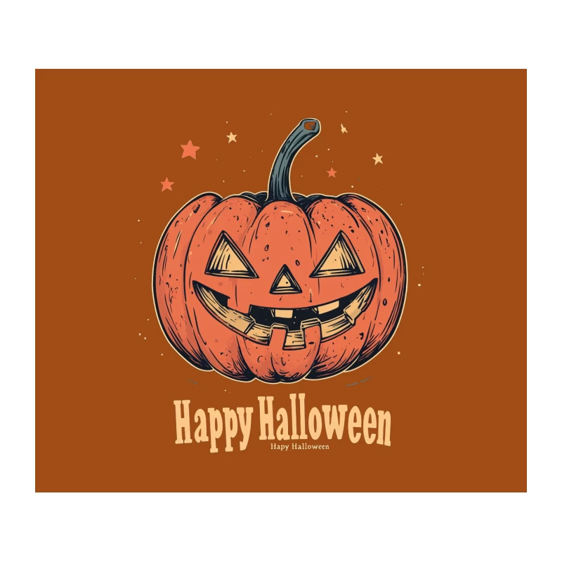 Festive Halloween Jack-o'-Lantern Cartoon Illustration Tapestry
