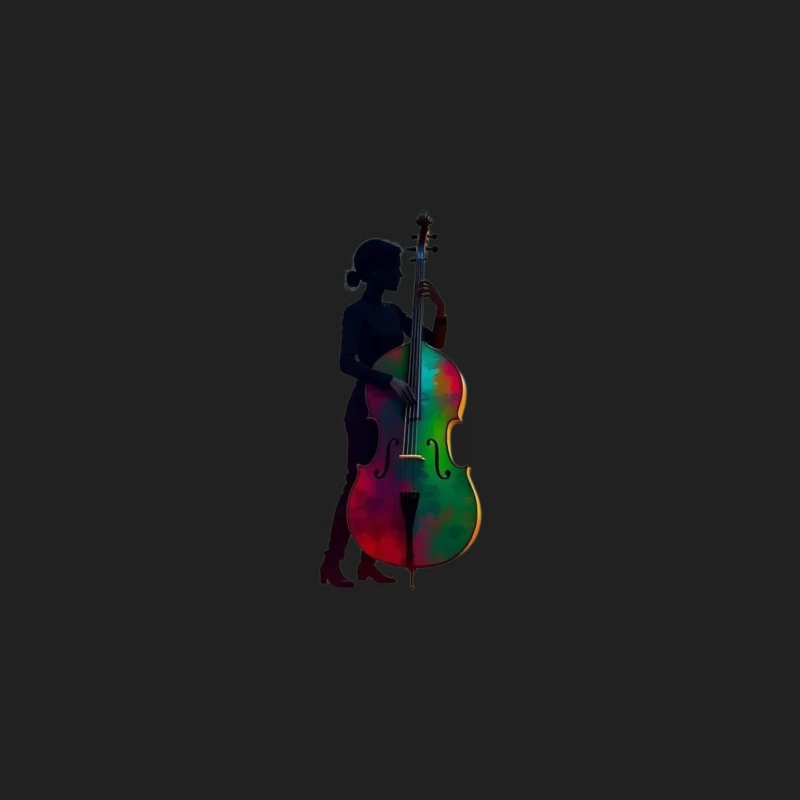 Colorful Silhouette of a Woman with a Cello Bucket Hat