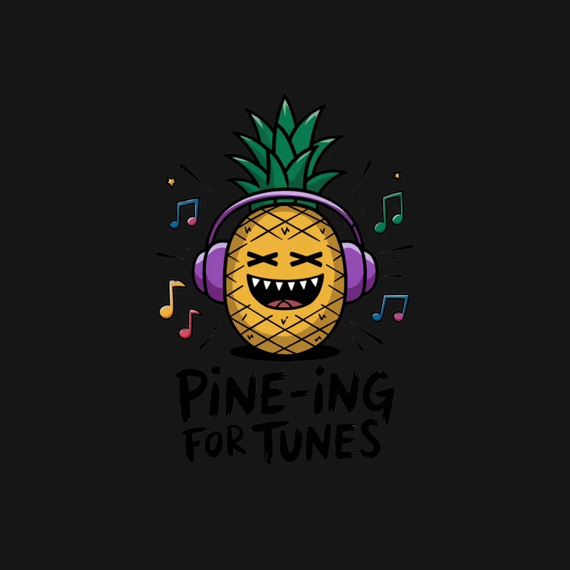 Cute Cartoon Pineapple Enjoying Music with Headphones Illustration Female Long Sleeve T-Shirt