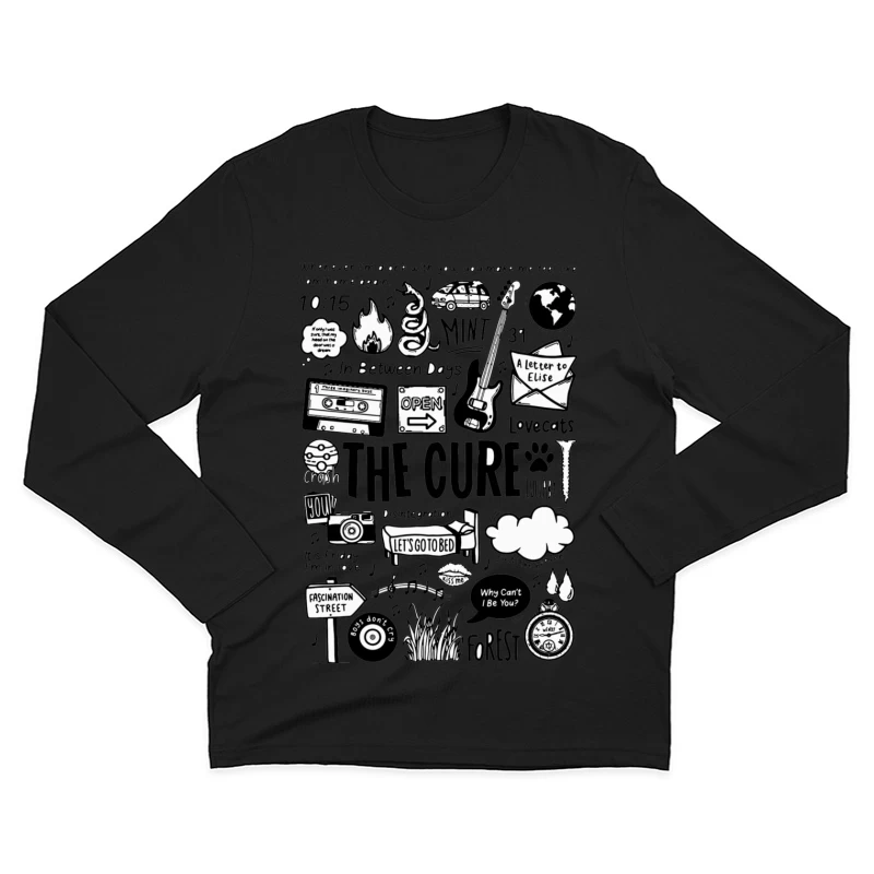 The Cure Band Fan Art Doodle Collection Male Long Sleeve T-Shirt