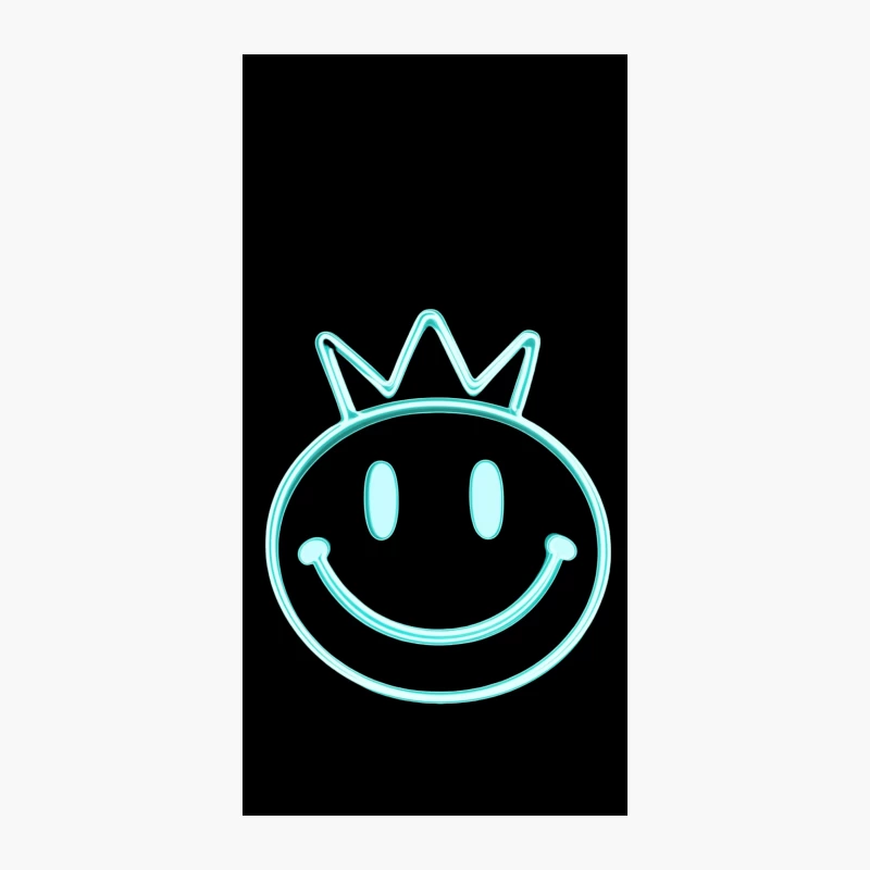 Neon Turquoise Crowned Smiley Emoji iPhone Case