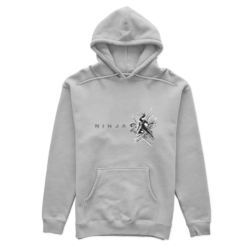 Ninja Artwork in Black and White Female Pullover Hoodie