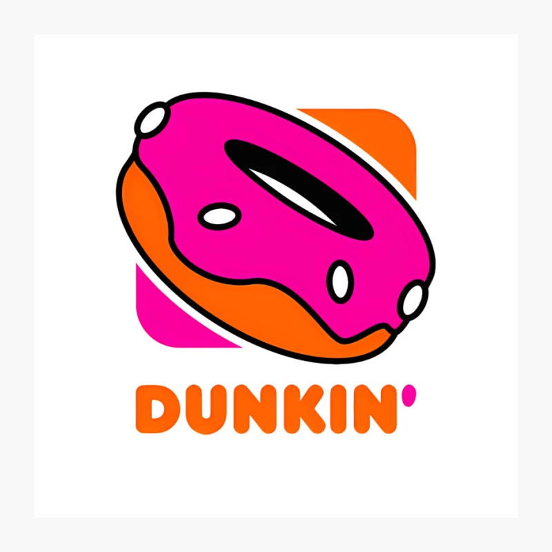Dunkin' Brand Logo with Pink and Orange Donut Pin