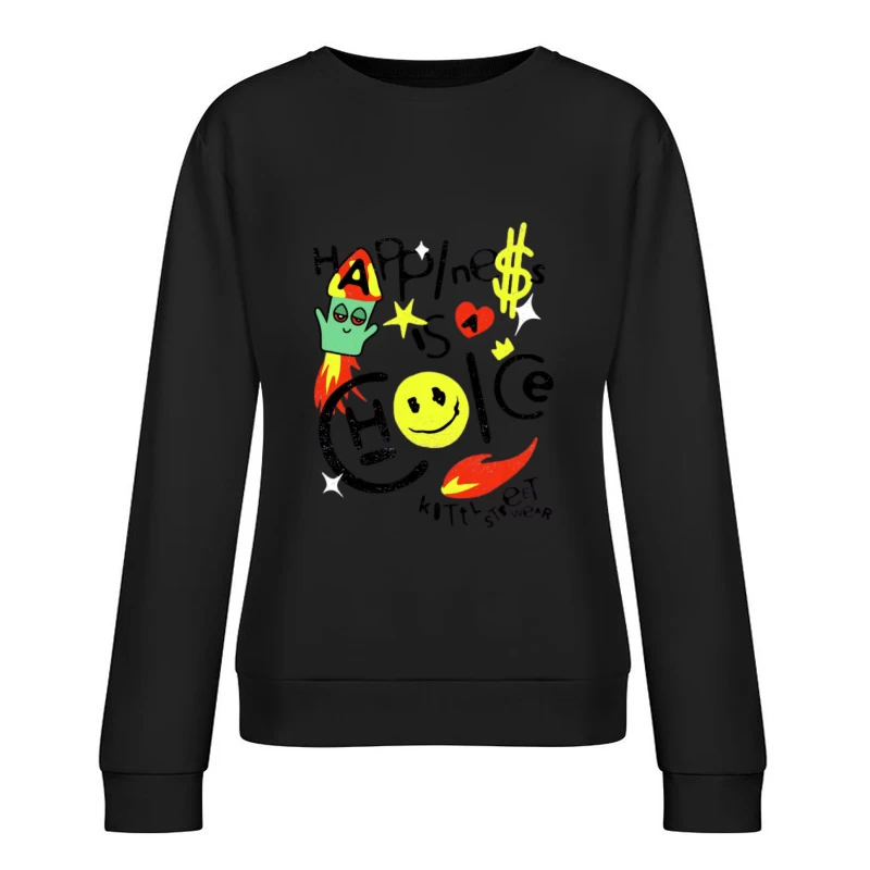 Art Abstrait avec Smiley et Fusée Femme Sweat-shirt à enfiler