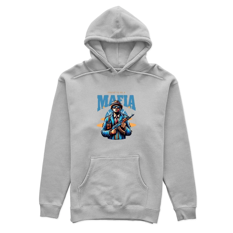 Vintage-Style Mafia Gangster Illustration with Weapon Female Pullover Hoodie