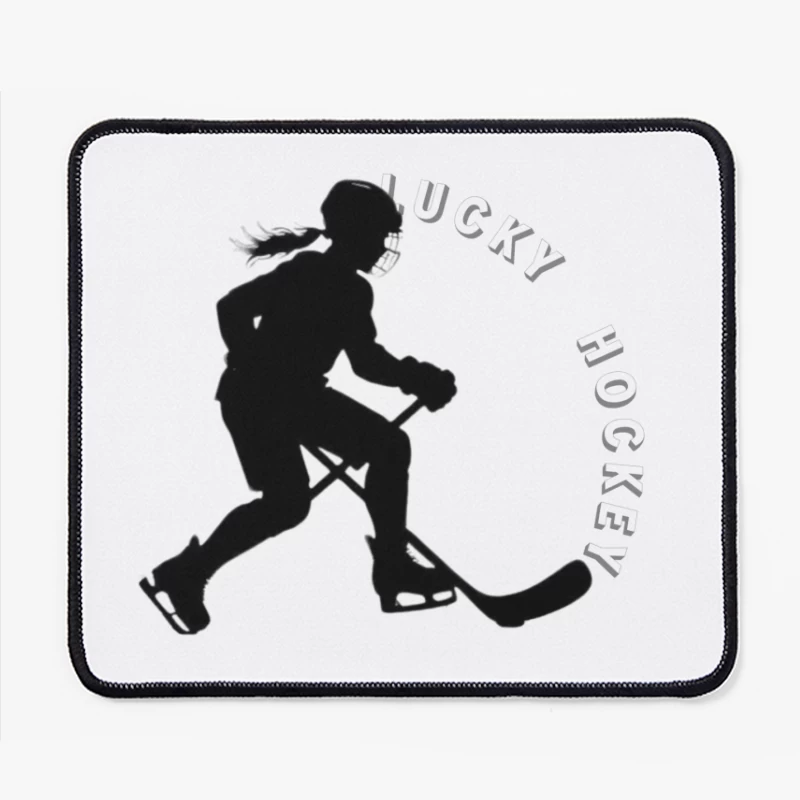 Female Hockey Player Silhouette in Action Mouse Pad