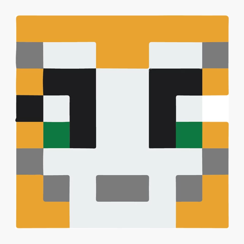 Pixelated Minecraft Character Face in Geometric Design Pin