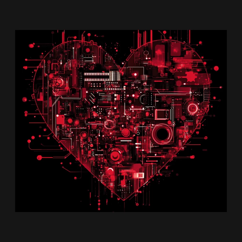 Cybernetic Love: A Digital Heart's Circuit Mouse Pad