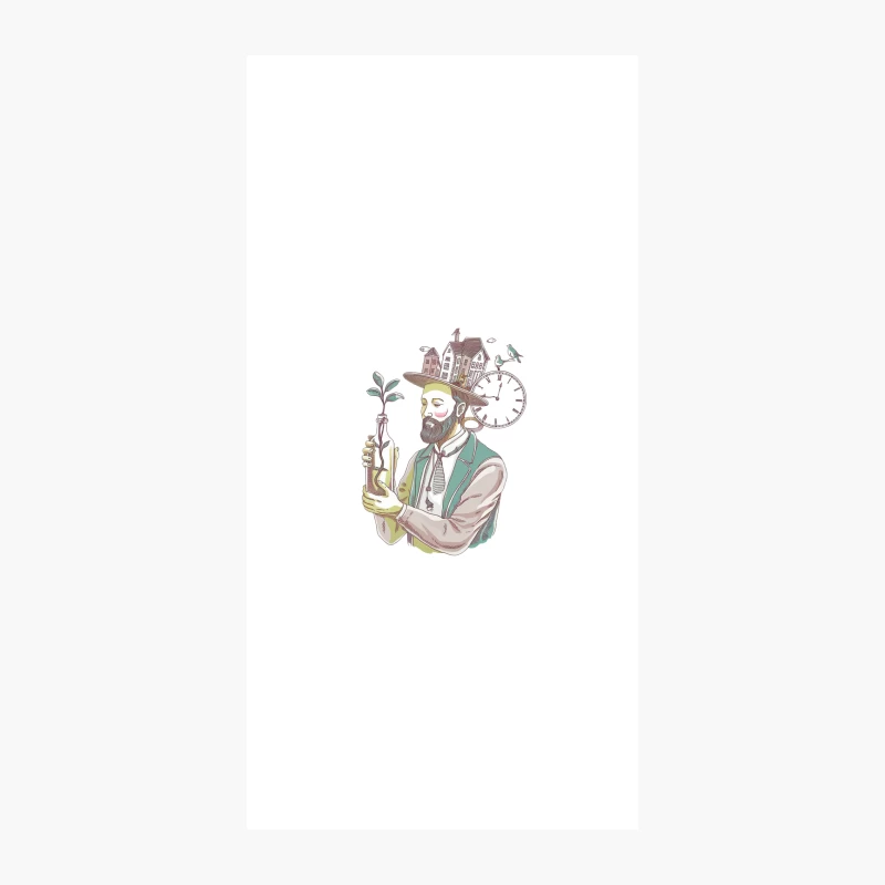 Whimsical Surreal Portrait of Saxophonist with Cityscape Hat iPhone Case
