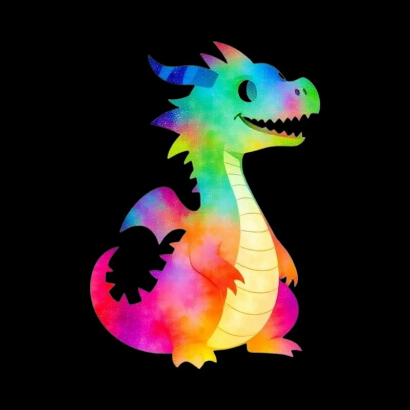 Colorful Cartoon Dragon Character Throw Pillow