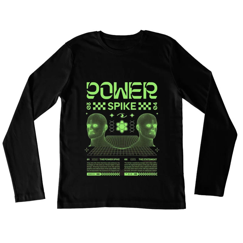Design Rétro Cyberpunk Femme Manches Longues T-Shirt