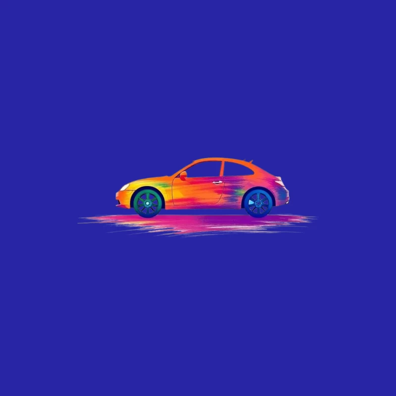 Artistic Side View of a Colorful Car Male Tank Top