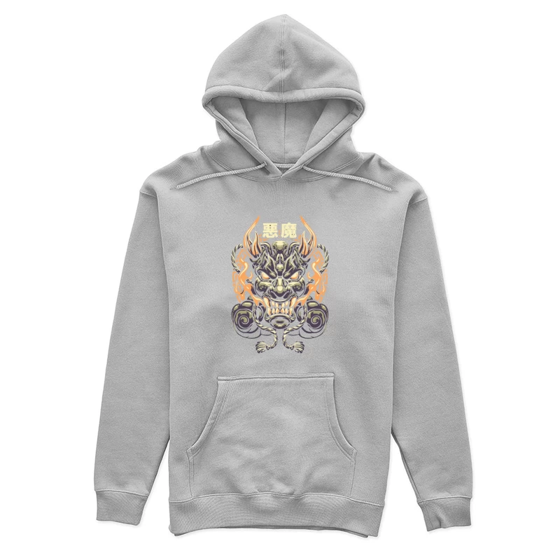 Epic Japanese Demon Mask Illustration Female Pullover Hoodie