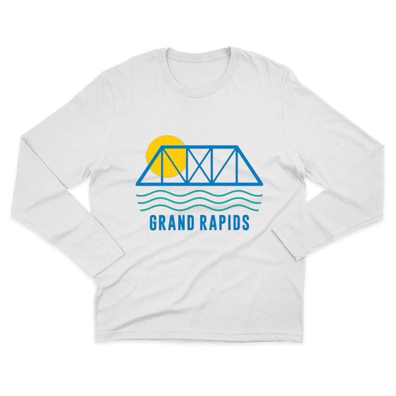 Grand Rapids City Logo with Bridge and Water Design Male Long Sleeve T-Shirt