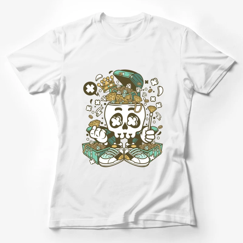 Crâne avec Trésor Riche Pop Art Femme T-Shirt