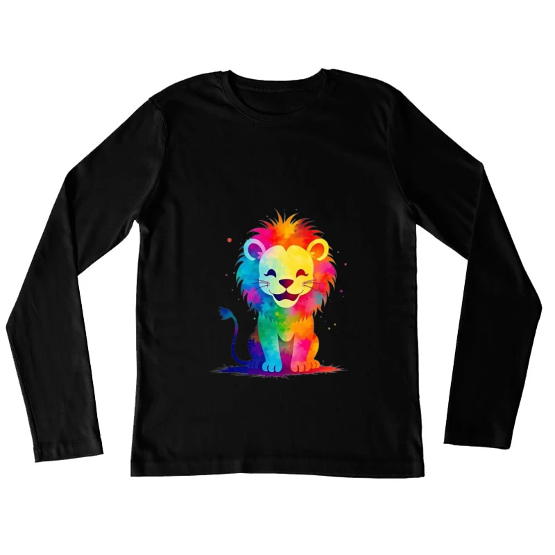 Colorful Cartoon Lion Illustration Female Long Sleeve T-Shirt