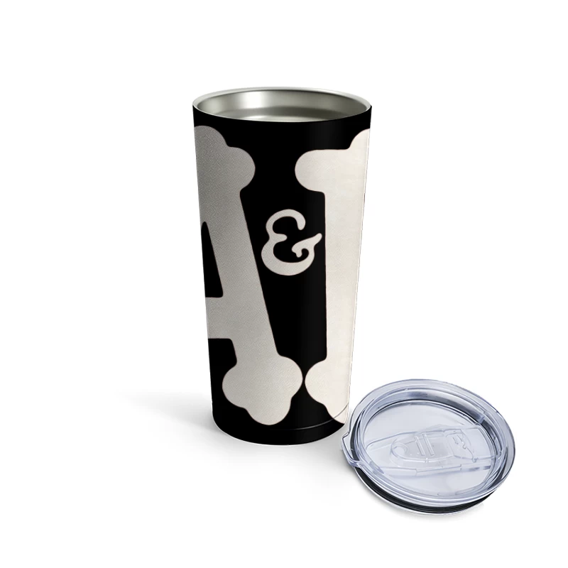 Decorative White AP Letters with Ampersand Travel Mug