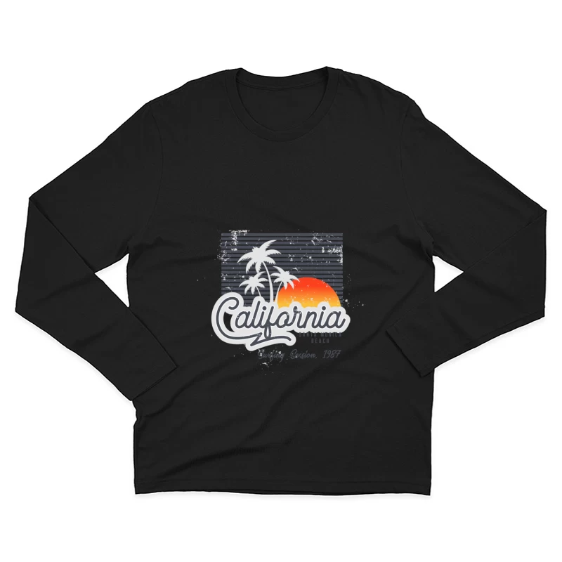 Kalifornien Sonnenuntergang Surf-Design Herren Langarm T-Shirt