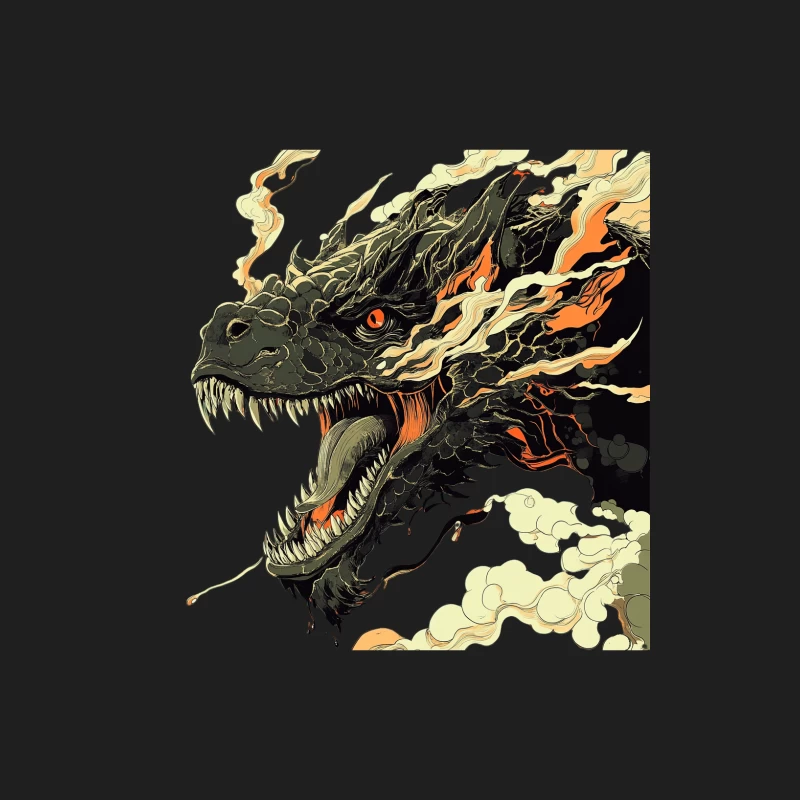 Fierce Dragon Breathing Fire: Fantasy Illustration of Mythical Creature Male Tank Top