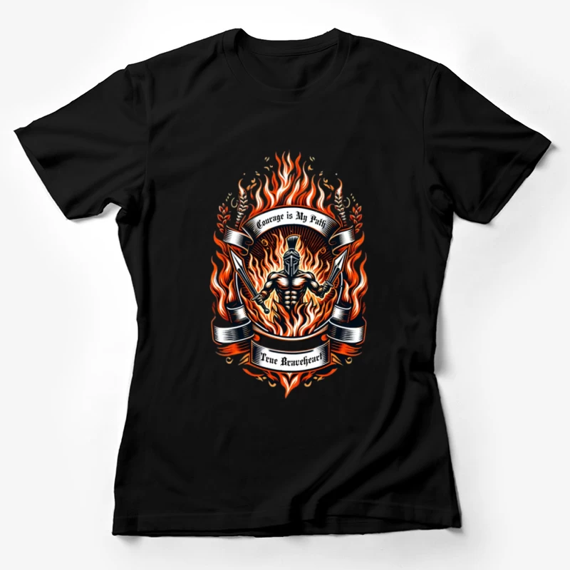 Guerrier Courageux dans un Motif de Flammes Femme T-Shirt
